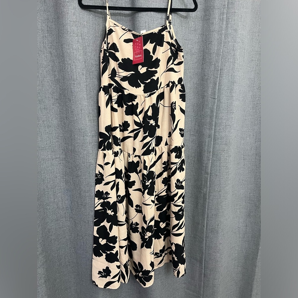 Verdusa Women's Floral Print Ruffle Hem Sleeveless A Line Swing Cami Long Dress - Picture 6 of 8